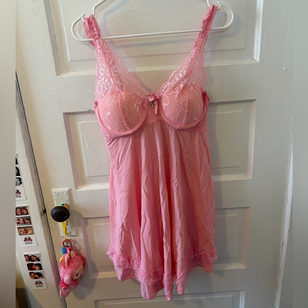 Elegant Pink Lace Nightgown